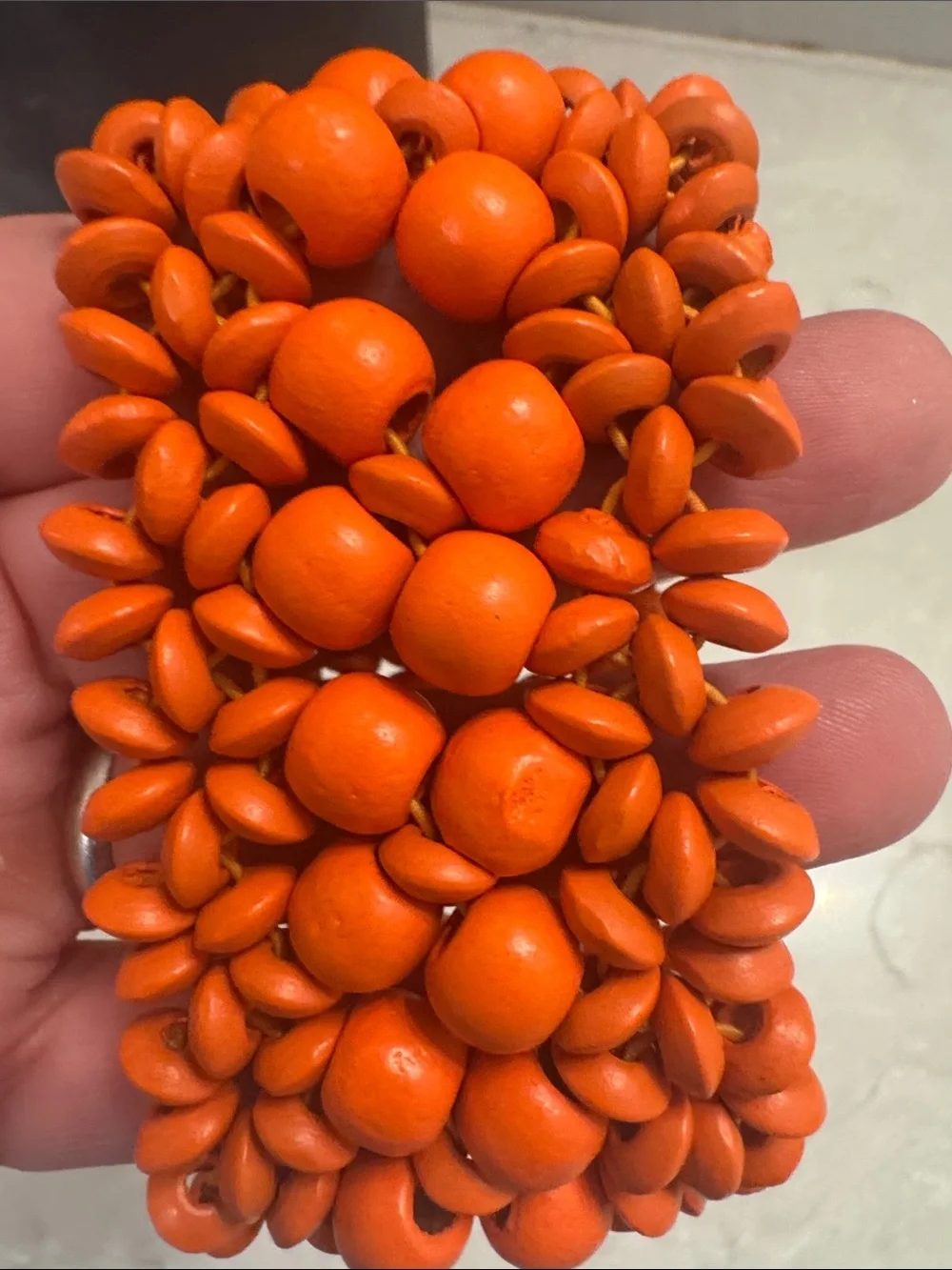 Orange Beaded Stretch Bracelet for Women